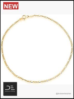 925 Sterling Silver Chain Anklet 18K Gold Plated 9-11 Inches